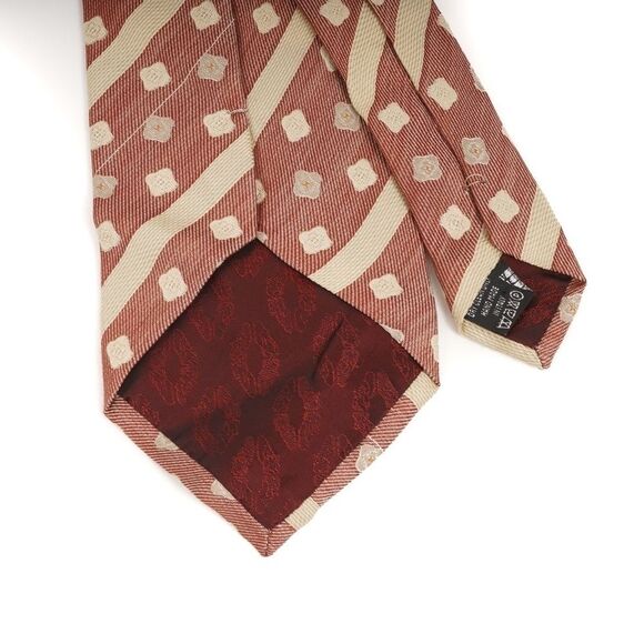 Bally Salmon Colored Floret and‎ Striped 100% Silk Made in Italy Tie - Picture 4 of 5